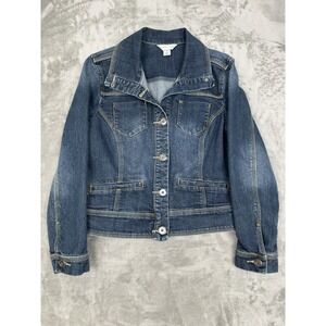 Cj Banks Jean Jacket Womens Medium M Denim Button Western Casual Trucker 90s Y2K